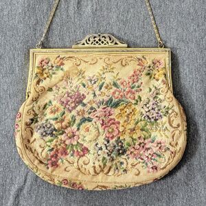 Vintage Jolles Austria Petit Point Needlepoint Tapestry Floral Handbag Purse